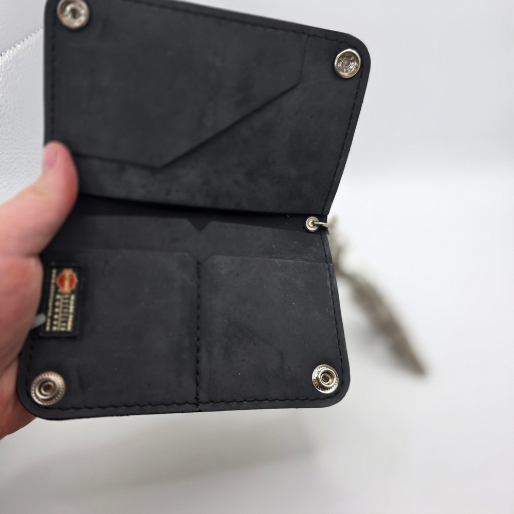Harley Davidson Littlearth Recycled Rubber Chain Wallet Black Biker Bar Shield - Picture 10 of 10